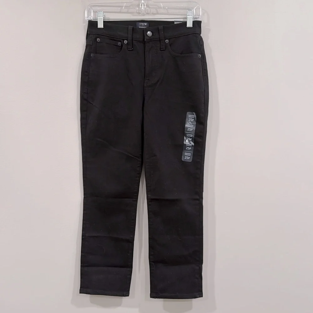 J. Crew Black Essential Straight Jeans 25P NWT